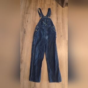 Vtg Key Imperial Bib Overalls Sz 32 ×32 (30.5) Dark Wash Denim Adjustable Ranch